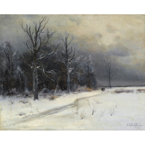 A Winter Landscape with a Troika on a Track